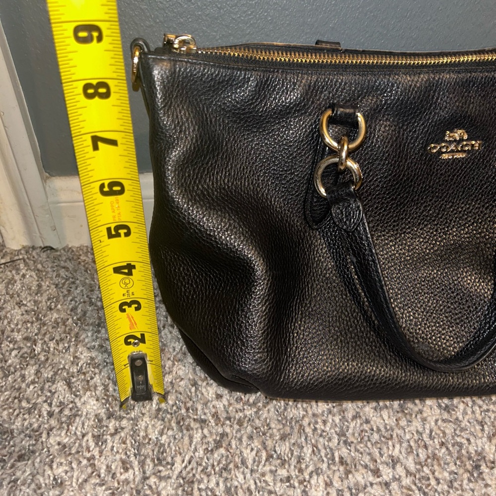Coach Black Pebbled Leather Shoulder Satchel with Gold Hardware - Picture 5 of 14